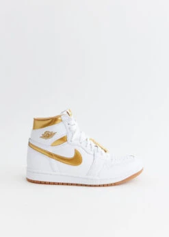 Nike Women's Air Jordan 1 High OG 'White And Gold' Sneakers