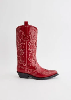 Ganni Mid Shaft Embroidered Western Boots
