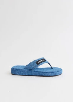 Coperni Denim Branded Flip Flop Sandals