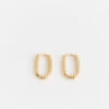 Square-Oval Hoop Earirngs Gold