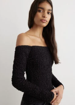 Ganni Off-Shoulder Smock Blouse