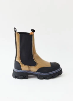 Ganni Cleated Heeled Mid-Calf Chelsea Boots