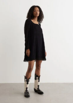 Ganni Pleated Georgette Mini Dress -Style Haven Shop womens incu 051 43074130 5373 4a0c 9654 08a6bb2f3bf0