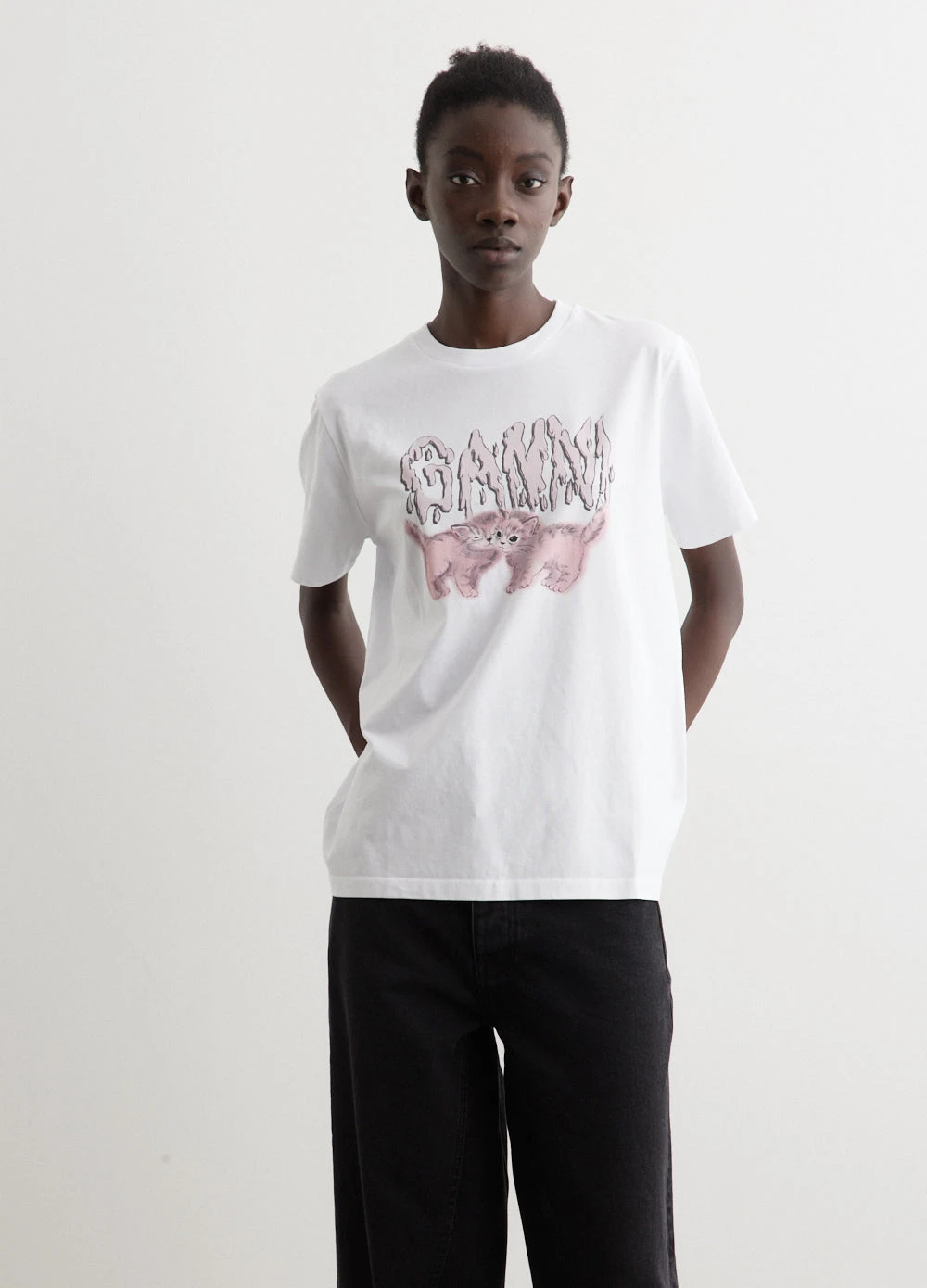 Ganni Basic Jersey Cats Relaxed T-Shirt 1 Ganni Basic Jersey Cats Relaxed T-Shirt