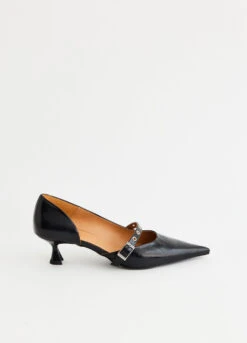 Ganni Feminine Buckle Kitten Heel Pumps