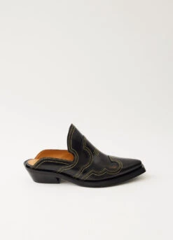 Ganni Embroidered Western Mules