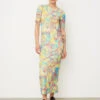 Ganni Printed Rib Jersey Maxi Dress