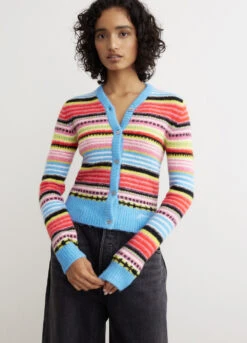 Ganni Soft Wool Stripe Cardigan