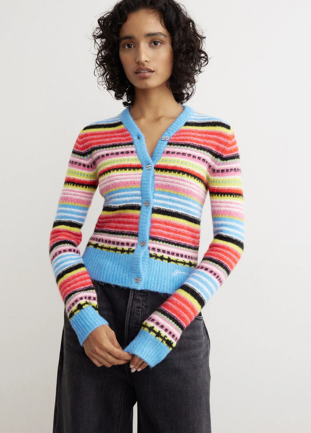 Ganni Soft Wool Stripe Cardigan 1 Ganni Soft Wool Stripe Cardigan