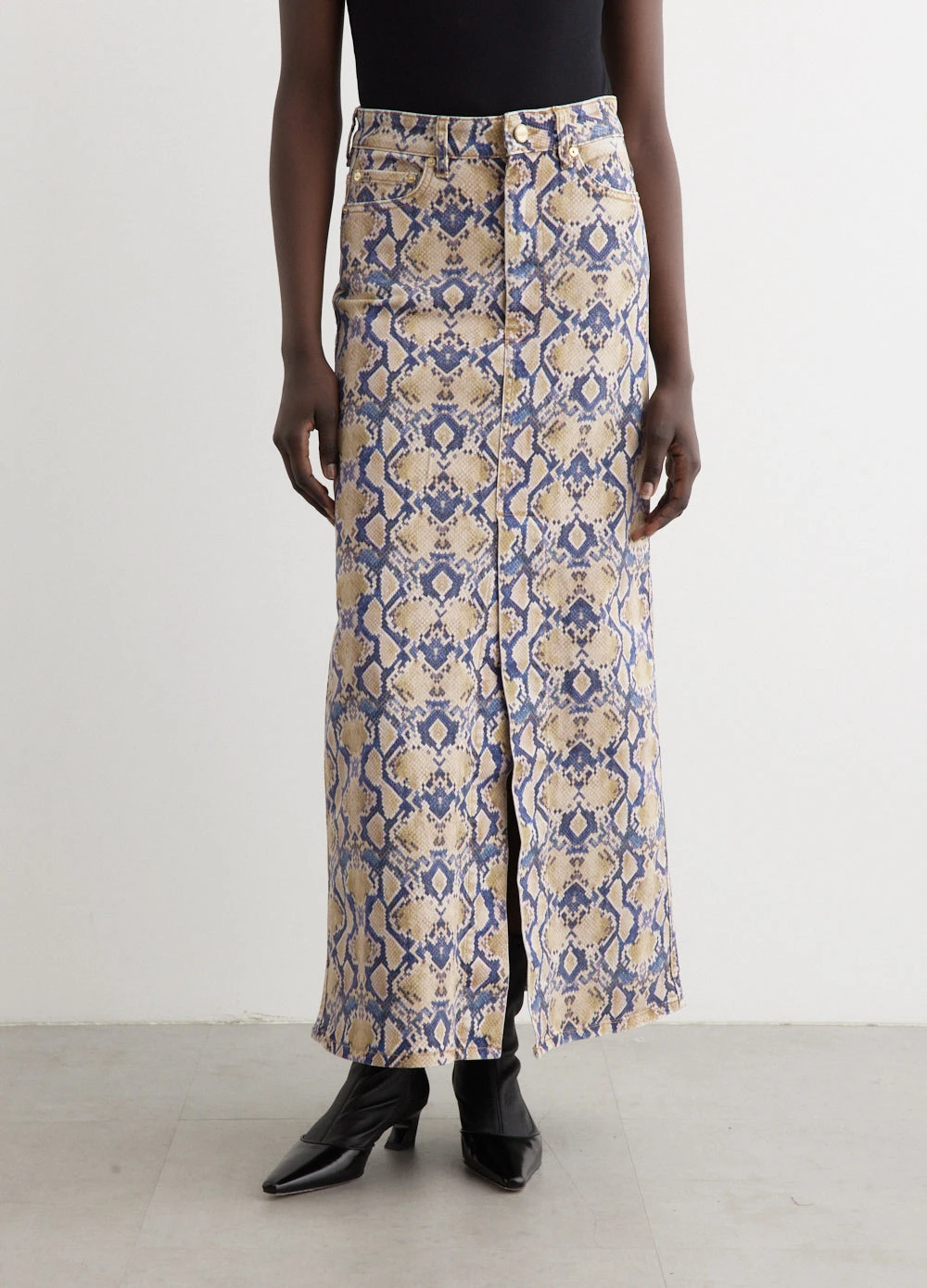 Ganni Print Denim Maxi Slit Skirt 3 Ganni Print Denim Maxi Slit Skirt - Image 3