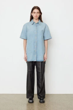 Denim Short Sleeve Shirt -Style Haven Shop womens incu 1028 1b973161 2bb8 4a24 84bb d5c39d4ab76a