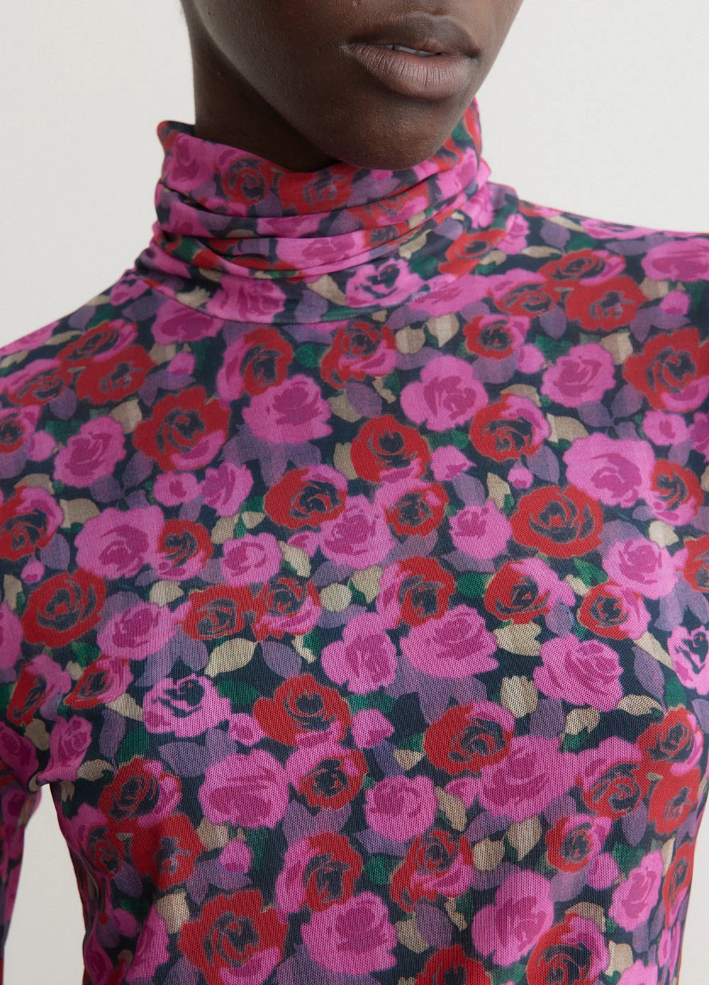 Ganni Printed Mesh Long Sleeve Rollneck 2 Ganni Printed Mesh Long Sleeve Rollneck - Image 2