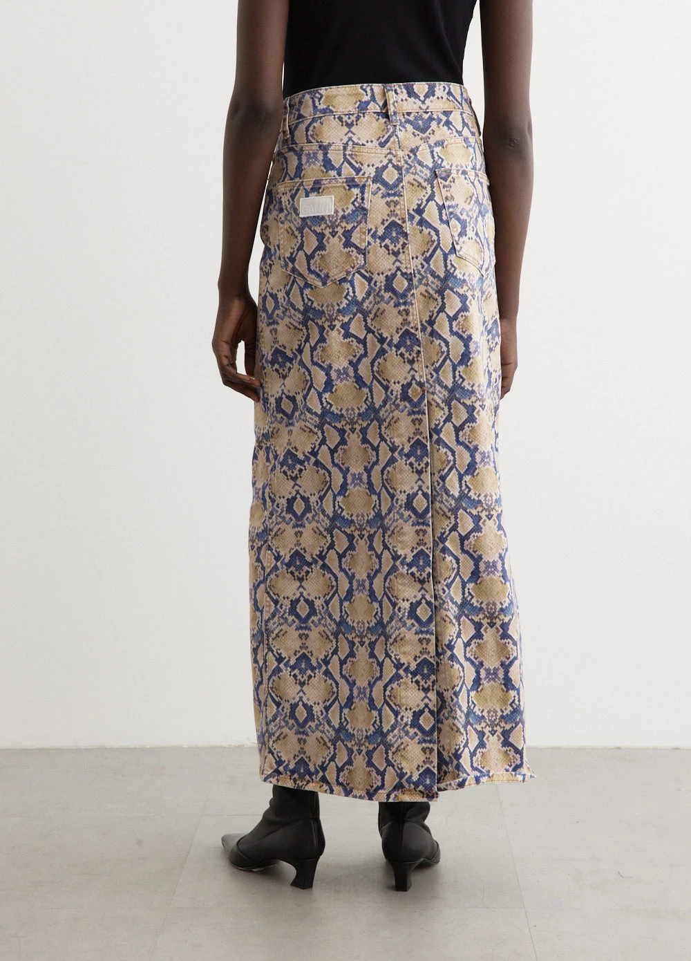 Ganni Print Denim Maxi Slit Skirt 5 Ganni Print Denim Maxi Slit Skirt - Image 5