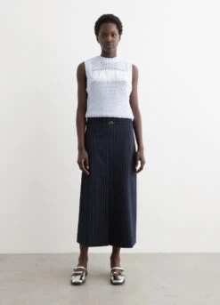 Ganni Stretch Stripe Slit Maxi Skirt