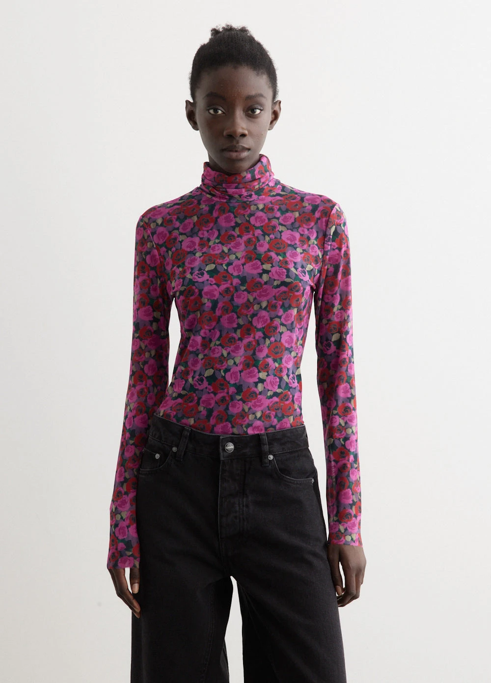 Ganni Printed Mesh Long Sleeve Rollneck 5 Ganni Printed Mesh Long Sleeve Rollneck - Image 5