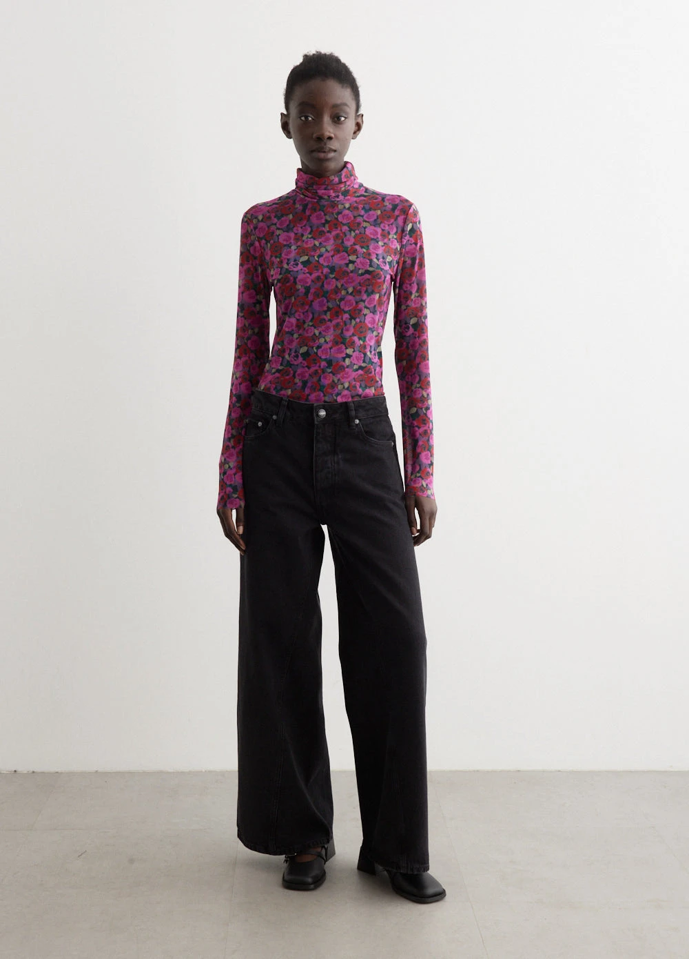 Ganni Printed Mesh Long Sleeve Rollneck 3 Ganni Printed Mesh Long Sleeve Rollneck - Image 3