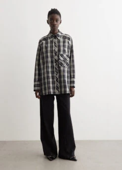 Ganni Check Oversized Raglan Shirt
