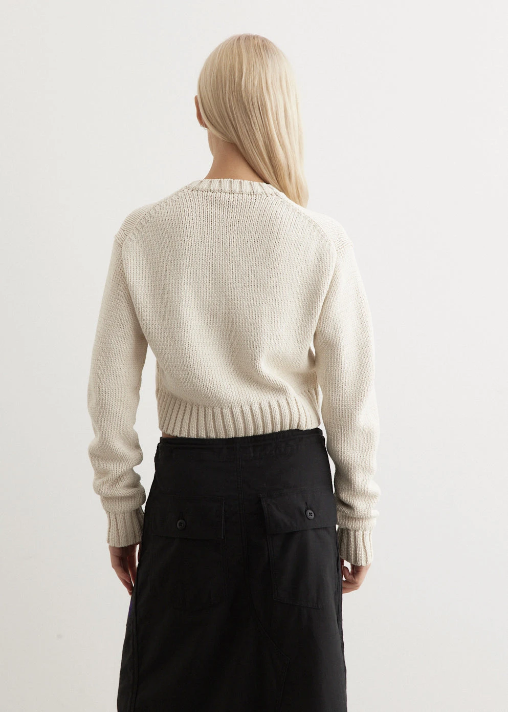 Cotton Lily-Yarn Knit Crew Neck Short Cardigan 4 Cotton Lily-Yarn Knit Crew Neck Short Cardigan - Image 4