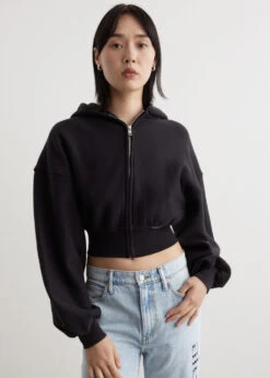 ALEXANDER WANG Cropped Zip Up Hoodie