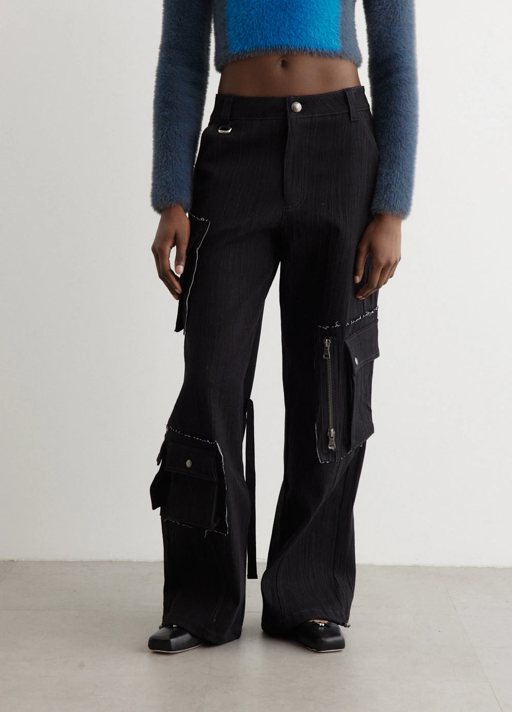 Mulina Crinkle Denim Cargo Pants 1 Mulina Crinkle Denim Cargo Pants