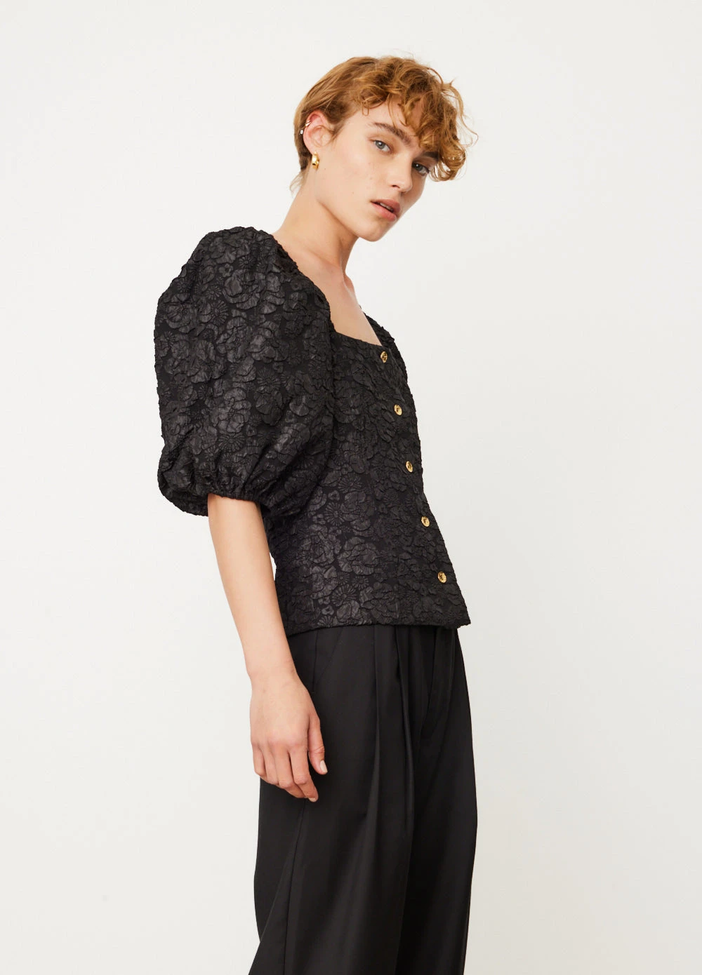 Ganni Stretch Jacquard Fitted Blouse 3 Ganni Stretch Jacquard Fitted Blouse - Image 3