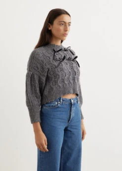 Simone Rocha Lace Stitch Chunky Bow Knit Jumper -Style Haven Shop womens incu 1258 d645eb7e ac8e 40c2 9dfd efec4898b983