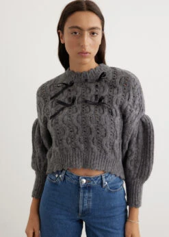 Simone Rocha Lace Stitch Chunky Bow Knit Jumper