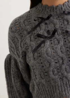 Simone Rocha Lace Stitch Chunky Bow Knit Jumper -Style Haven Shop womens incu 1266 d4034dbd f3d1 407c 8843 698b731641a5