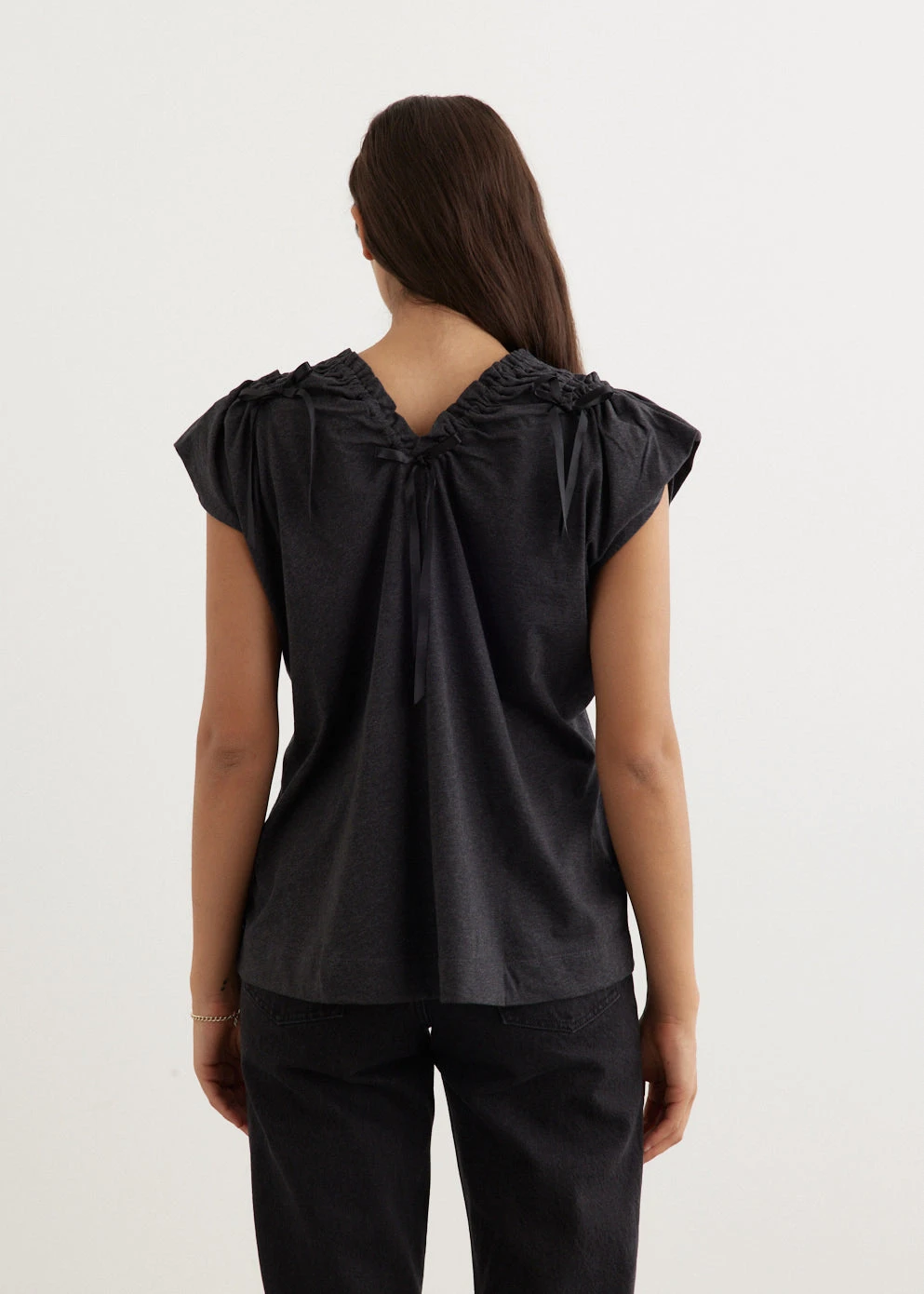 Simone Rocha Shoulder Bite Bow Cap Sleeve T-Shirt 4 Simone Rocha Shoulder Bite Bow Cap Sleeve T-Shirt - Image 4