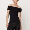 Ganni Melange Knit Off Shoulder Top