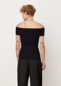 Ganni Melange Knit Off Shoulder Top -Style Haven Shop womens incu 150