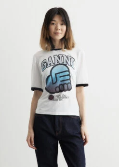 Light Stretch Jersey Ganni Fitted T-Shirt