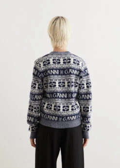 Ganni Logo Wool Mix Cardigan -Style Haven Shop womens incu 200 1c4e3628 fbc5 4813 94cc ae3575e41ec5