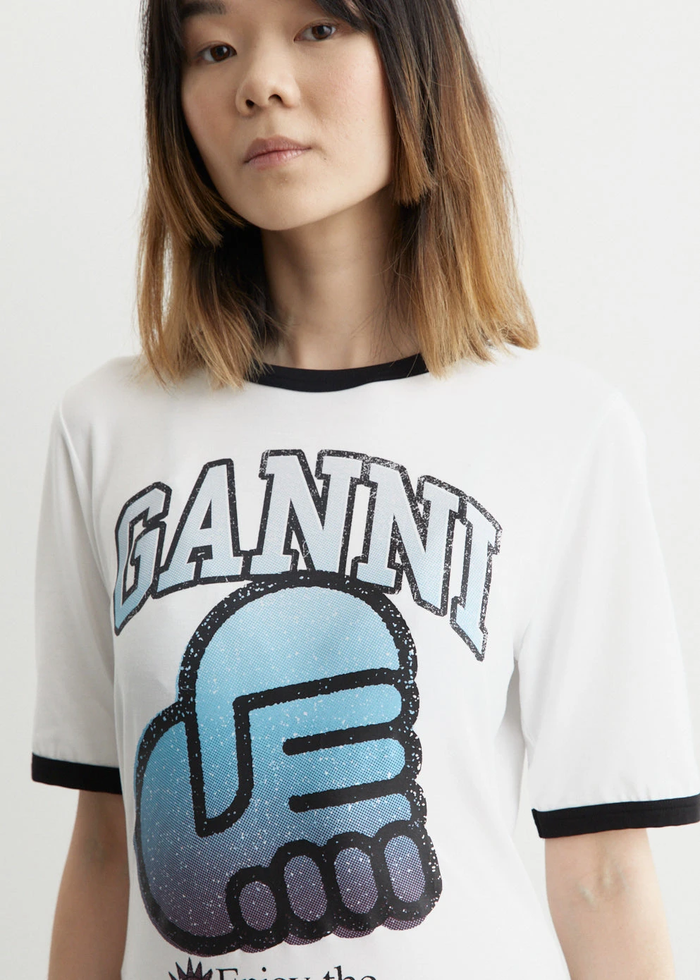 Light Stretch Jersey Ganni Fitted T-Shirt 2 Light Stretch Jersey Ganni Fitted T-Shirt - Image 2