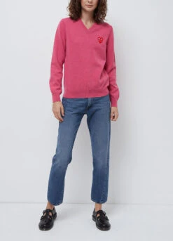 N073 Double Heart V-neck Sweater -Style Haven Shop womens incu 21 02 11 0557