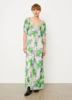 Ganni Printed Mesh Puff Sleeves Long Dress -Style Haven Shop womens incu 225 3bd4e941 9220 4bd2 9969 aebef861444c