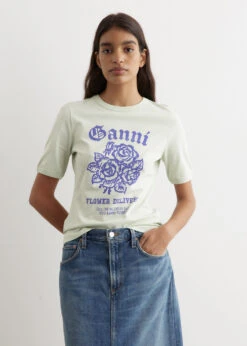Ganni Flower Fitted T-Shirt