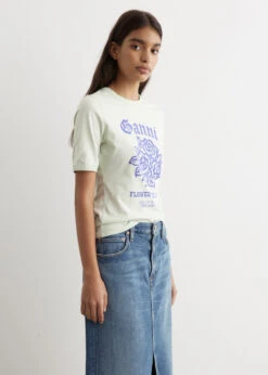 Ganni Flower Fitted T-Shirt -Style Haven Shop womens incu 233 e2f6825b a73e 427d b33a 7e37d481d5dc
