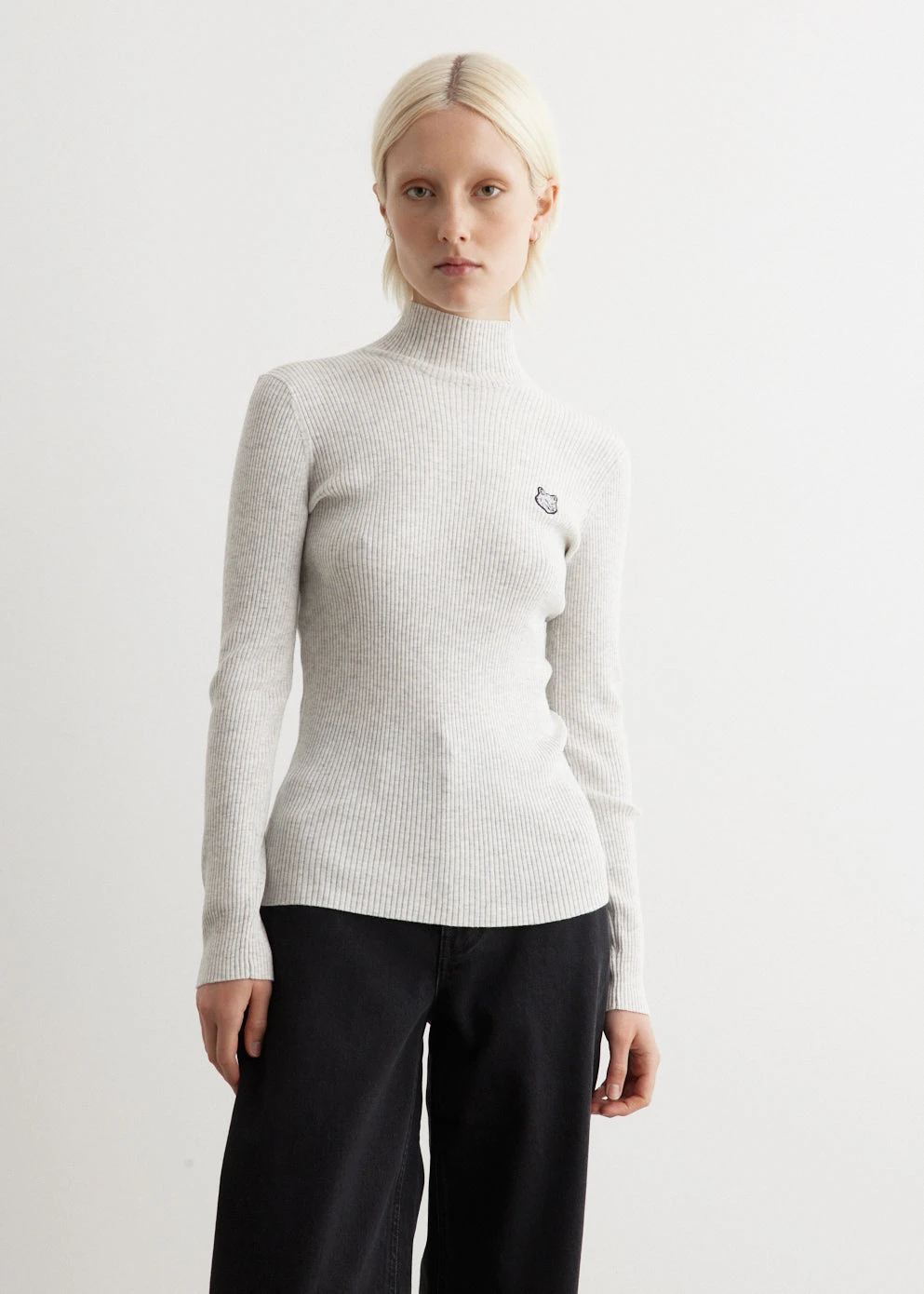 Tonal Fox Head Patch Fine Ribbed Turtleneck 1 Tonal Fox Head Patch Fine Ribbed Turtleneck
