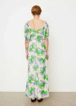 Ganni Printed Mesh Puff Sleeves Long Dress -Style Haven Shop womens incu 239 298270f9 916b 4a89 a9f8 b4cb55e8058a