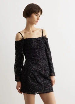 Ganni Ribbon Tulle Mini Dress