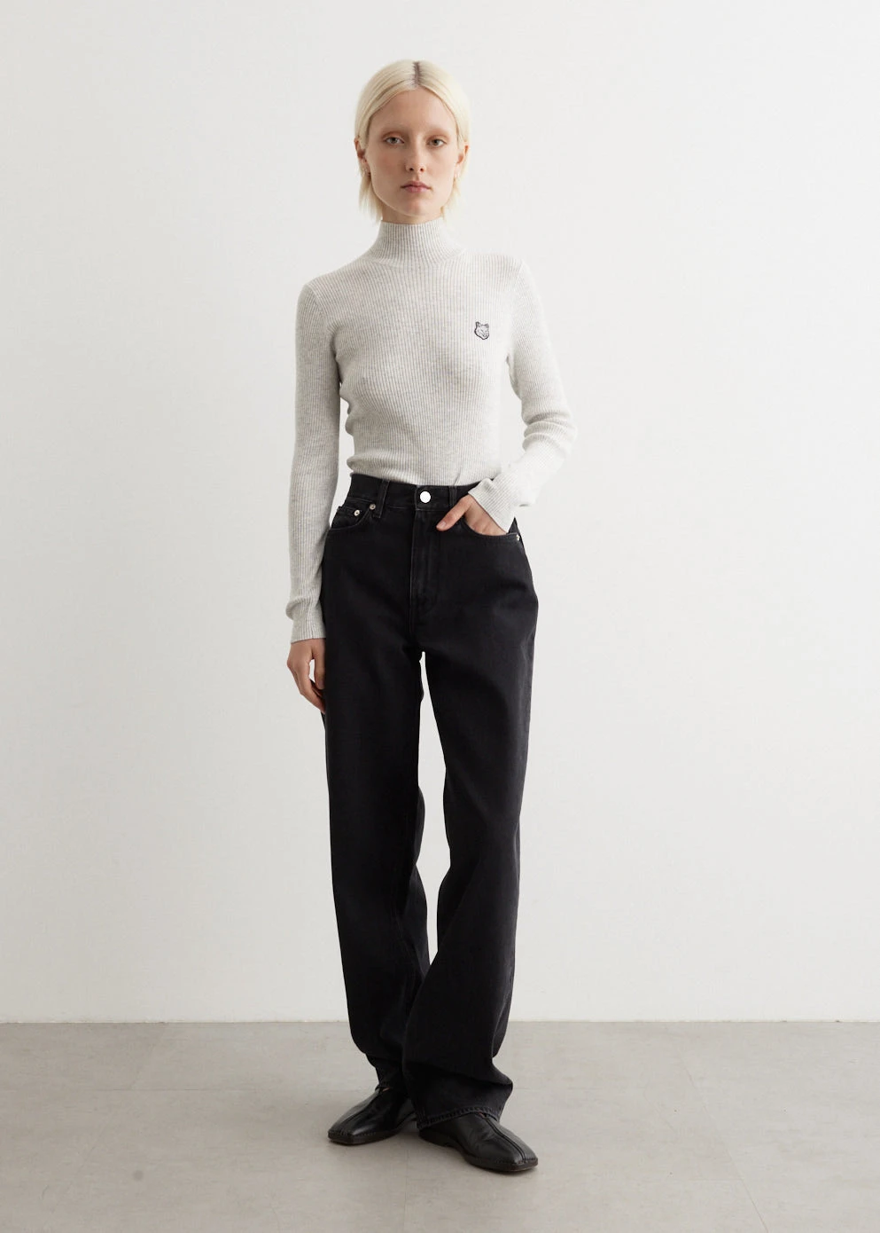 Tonal Fox Head Patch Fine Ribbed Turtleneck 3 Tonal Fox Head Patch Fine Ribbed Turtleneck - Image 3