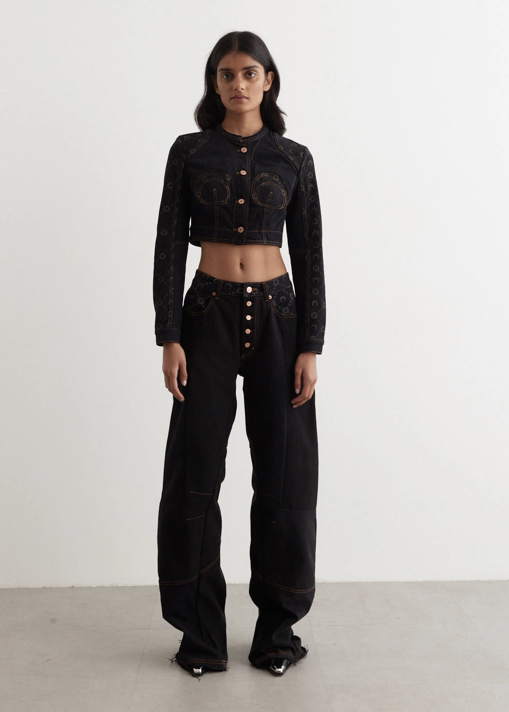 Marine Serre Regenerated Denim Cropped Jacket 5 Marine Serre Regenerated Denim Cropped Jacket - Image 5