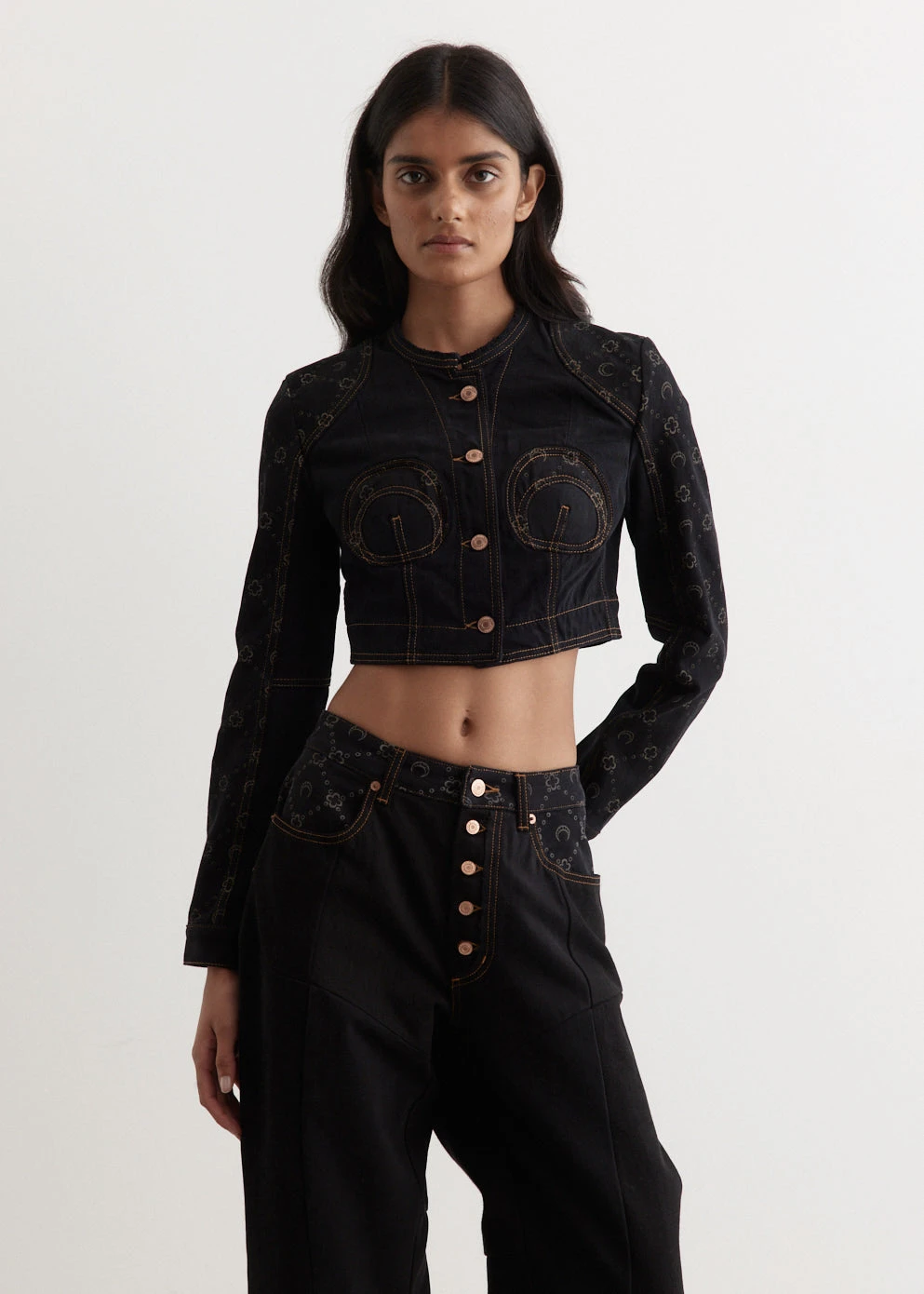 Marine Serre Regenerated Denim Cropped Jacket 3 Marine Serre Regenerated Denim Cropped Jacket - Image 3
