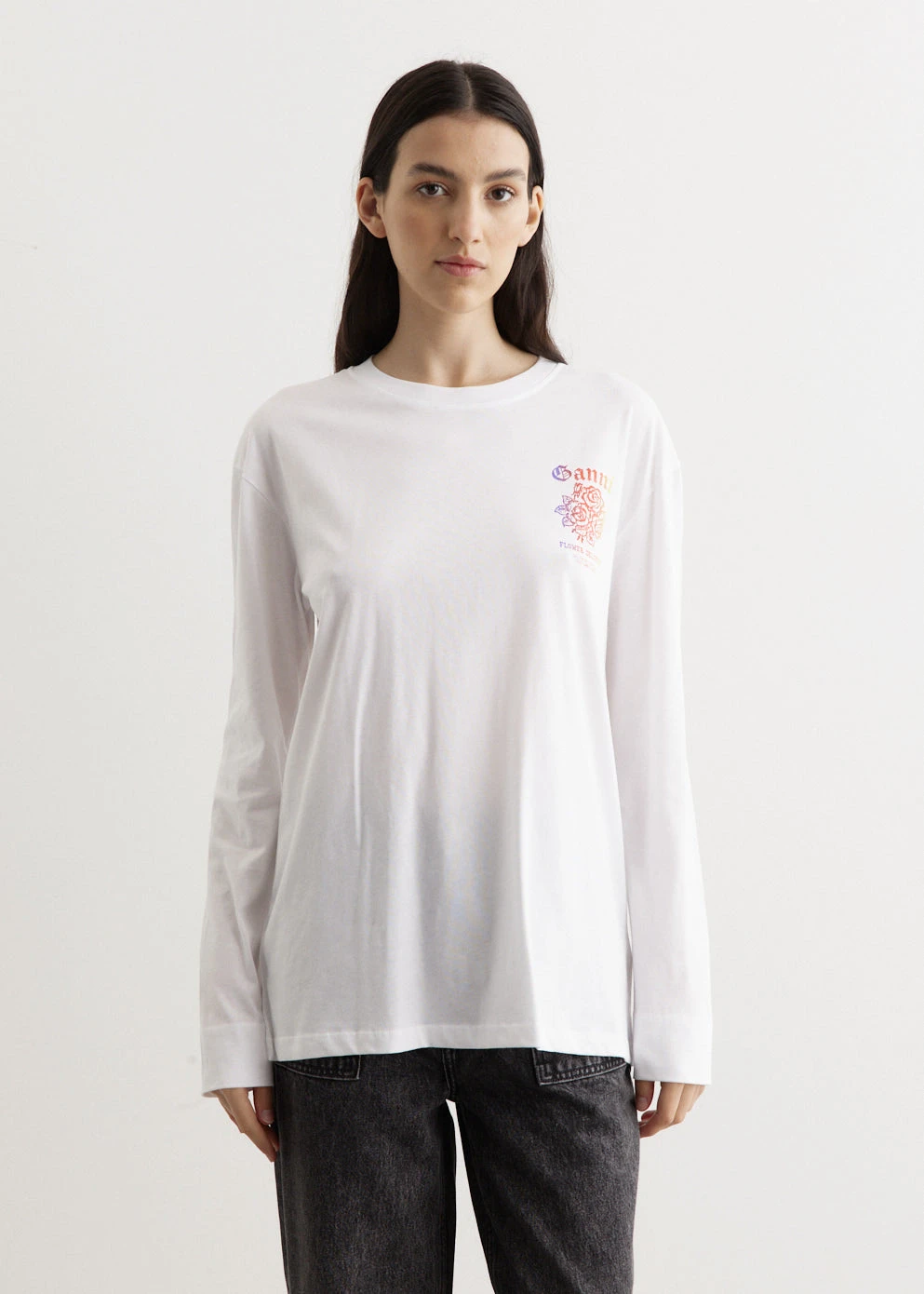 Ganni Light Cotton Jersey Long-Sleeve T-Shirt 3 Ganni Light Cotton Jersey Long-Sleeve T-Shirt - Image 3