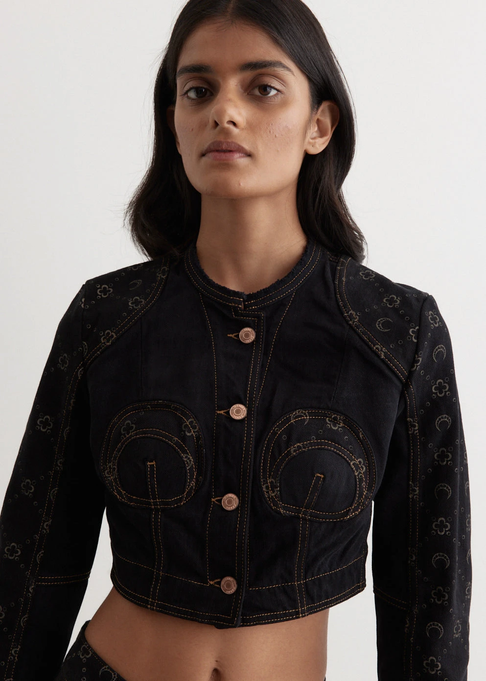 Marine Serre Regenerated Denim Cropped Jacket 2 Marine Serre Regenerated Denim Cropped Jacket - Image 2