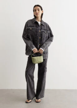Ganni Snow Washed Denim Oversized Jacket