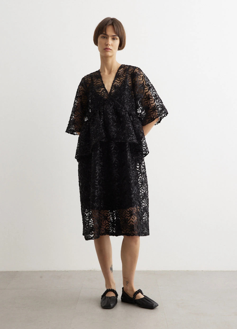 Ganni Ribbon Tulle Flounce Midi Dress 1 Ganni Ribbon Tulle Flounce Midi Dress