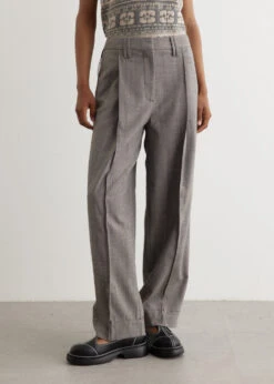 Ganni Herringbone Suiting Relaxed Pleated Pants -Style Haven Shop womens incu 305 e3c12430 ecfd 4ffe 8545 f15b2fe64b1e