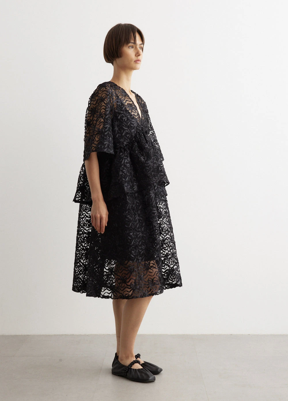 Ganni Ribbon Tulle Flounce Midi Dress 3 Ganni Ribbon Tulle Flounce Midi Dress - Image 3